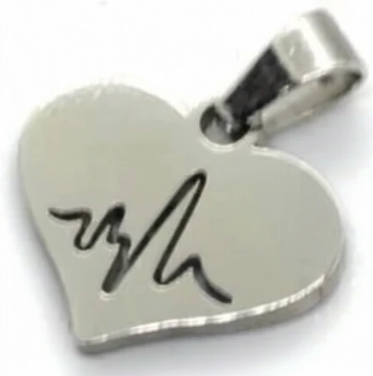Dije de Acero Quirurgico corazon pulso 15mm